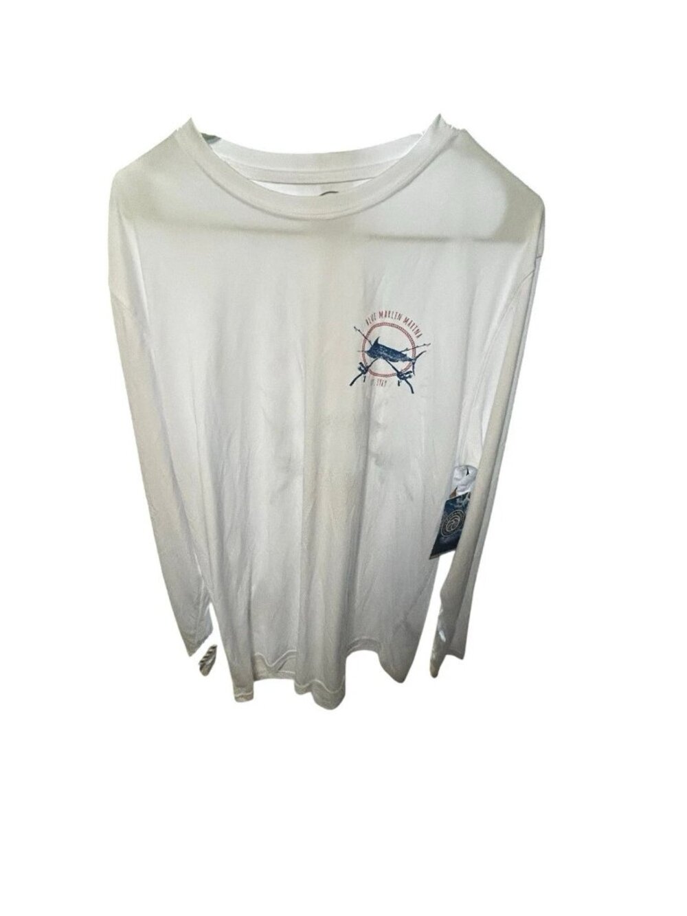 Vapor Apparel Men’s L White Long Sleeve Fishing T-Shirt UPF 50+ Graphic